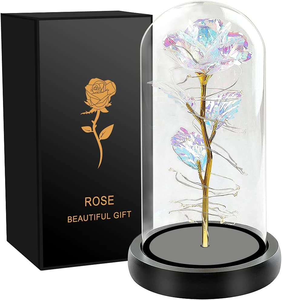BLOCE Galaxy Rose in Glass with LED Light