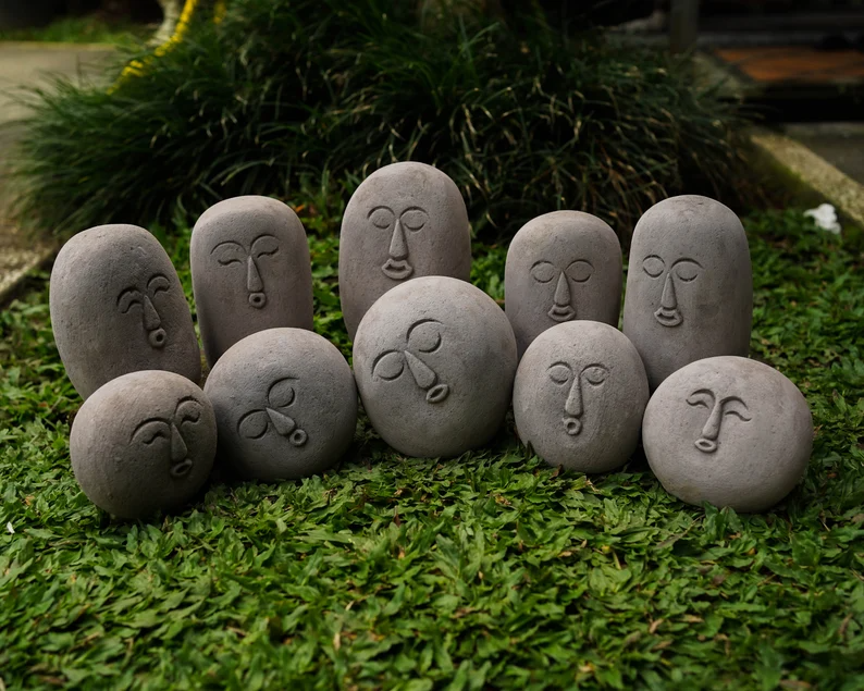 Funny Stone Face Figurine