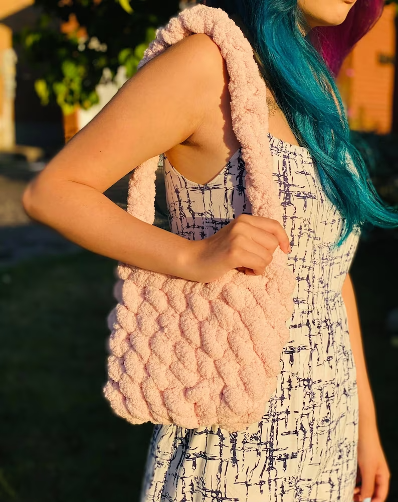 Hand Knit Tote Bag