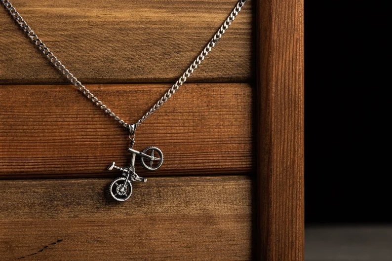 Sterling Silver Bike Necklace