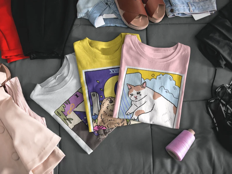 Tarot Cat Meme T-Shirts Set
